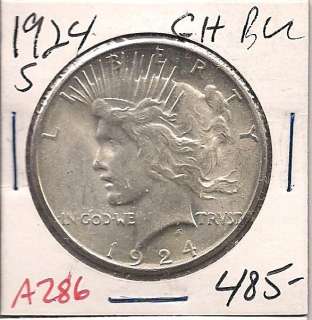 1924 S Peace Liberty Silver Dollar Choice Brilliant Uncirculated A286 