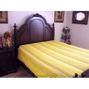  Artisan Hand Loom Cotton Yellow Kerela Bed Sheet Linen 