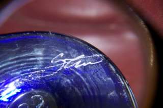 Strini sgnd Iridescent Art Glass Goblet, Ribbed, 6.5H  