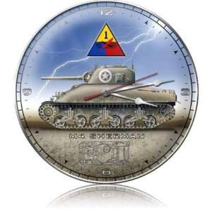  Sherman Tank Allied Military Clock   Garage Art Signs 