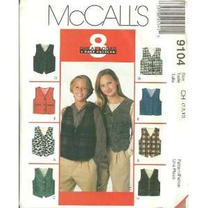  Girls And Boys Lined Vest (McCalls Sewing Pattern 9104 