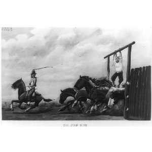   ,gauchos,gate,jump,Argentina,F Molina Campos,c1949
