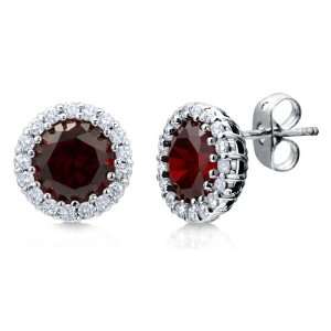 Mothers Day Sterling Silver 925 Garnet Color Cubic Zirconia CZ Halo 