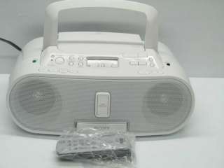 Sony Boombox with CD Player AM/FM Radio and Apple iPod Dock White ZS 