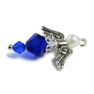 September Birthstone Angel Pendant / Necklace, with Sapphire Swarovski 