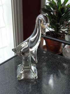Vintage Murano Glass Figurine of Duck on Pedestal  
