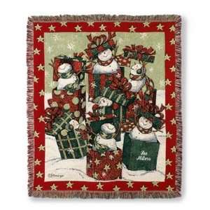  Personalized Christmas Snowmen Blanket Gift