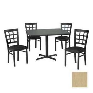 Table & Window Pane Back Chair Set, Maple Fusion Laminate Table/Black 