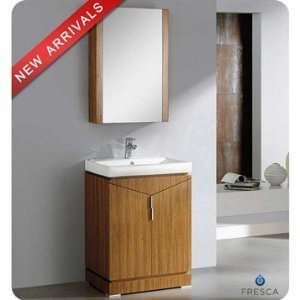   24 Inch Wild Honey Oak Modern Bathroom Vanity with Medicine Cabinet