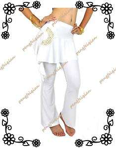 White Sexy belly dance Costume trousers pants skirt NEW  