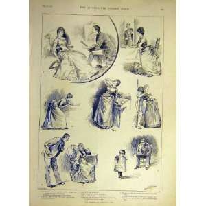  1889 Troubles Artist Wife Lady Sketches Old Print
