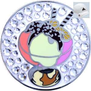 Bella Swarovski Crystal Golf Ball Marker & Hat Clip   Ice Cream Sundae