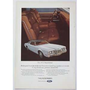 1972 White Ford Thunderbird Inside Out Print Ad (3589)  