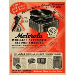   Motorola Wireless Automatic Record Changer   Original Print Ad Home