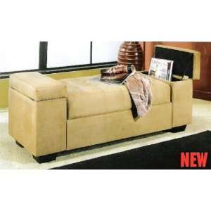  Microfiber storage ottoman with tufted seat and espresso 
