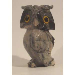    Soapstone Owl Figurine 6.0h Owl Stone Carving 