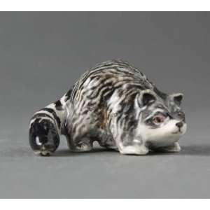  Miniature Porcelain Animals Raccoon Crouched #712
