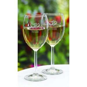  Linked Heart Wine Glasses   Personalized