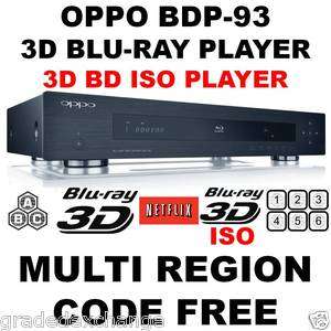 OPPO BDP 93 MULTI REGION CODE FREE BLU RAY DVD PLAYER 898072002066 