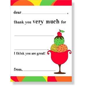  Ice Cream Sundae Fill In Thank You Cards