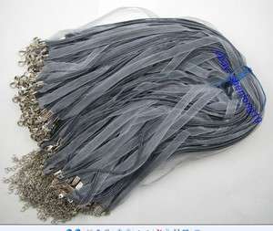 FREE SHIP 100pcs Gray Organza Voile Ribbon Necklace Cord  