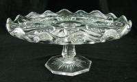 Vintage Pressed Clear Glass Pedestal Cake Dish Stand Tray  