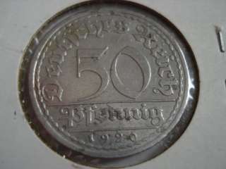 Germany German coin 1920 A 50 Pfennig KM#27 VF XF  
