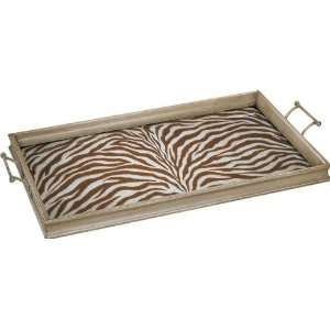  Hand Painted Wooden Tray in Brown Zebra Pattern