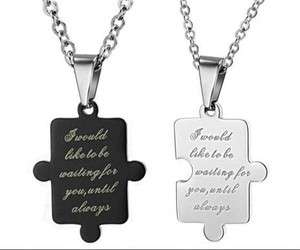 JN68 Stainless Steel Sweet Love Puzzle Couple Necklace  