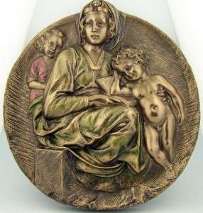 Bronze Statue Pitti Madonna Child Picture Wall Plaque  