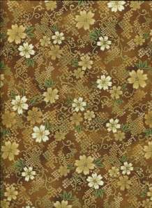 IMPERIAL ASIAN SM FLOR BROWN GOLD~ Cotton Quilt Fabric  