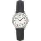   Calendar Date Watch with Round Silvertone Case and Black Leather Band