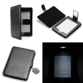 August Lion (TM) Genuine Leather Black Case for KINDLE TOUCH with 