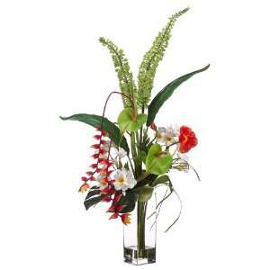   hx19wx16l Heliconia/Anthurium/Foxtail Lily in Glass Vase Orange Gree