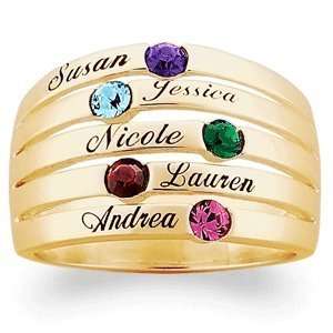  Stackable Name & Birthstone Family Ring   Personalized 