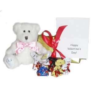 White Bentley Bear Bow Package. Includes Bear, Satin Blue or Pink Bow 