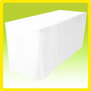 Fitted Polyester Table Cover Tablecloth   WHITE  