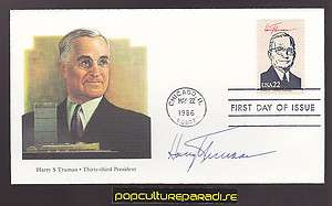 PRESIDENT HARRY S. TRUMAN First Day of Issue STAMP COVER FDC 1986 