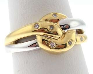Solid 18k Two Tone Gold Ring Genuine Diamonds 750 Band  