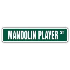   MANDOLIN PLAYER  Street Sign  lute string music gift 