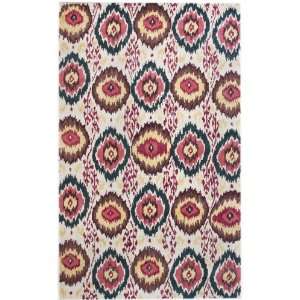    Tufted Wool Carpet Tribal Area Rug 5x8 Ivory Ikat Furniture & Decor