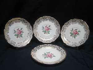 Georgian China ’Briar Rose’ Set of Three Saucers and One Tea Plate 