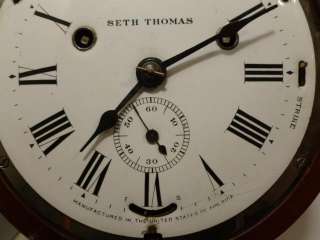 Antique Seth Thomas Round Wall Clock Beautiful Chime Collector Rare 