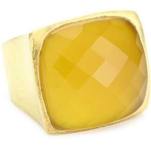  Wendy Mink Cocktail Hour Square Yellow Calcite Ring, Size 