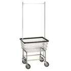   Standard Wire Frame Metal Laundry Cart with Double Pole Rack   Chrome