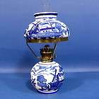 e493 old delft blue oil lamp with chimney 