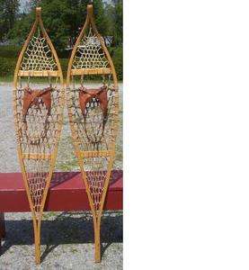 OLD OJIBWA Indian SNOWSHOES BROWNING 60x12 + BINDINGS  