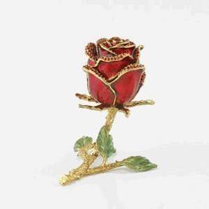  Bejeweled Trinket Box Red Rose 