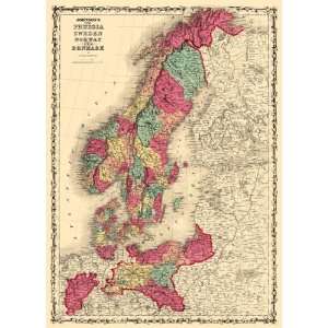  PRUSSIA (GERMANY) / SWEDEN / NORWAY / DENMARK MAP 1860 