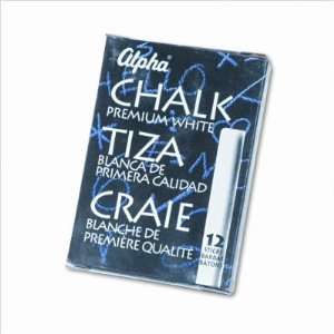  Alpha Nontoxic Low Dust Chalk, White, 12/Pack QRT314005 